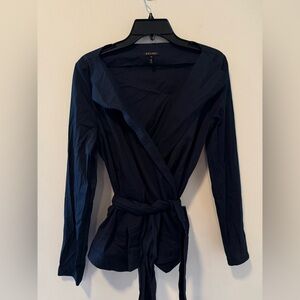 Escada Navy Wrap Top Size 36 Used #Lux-J
